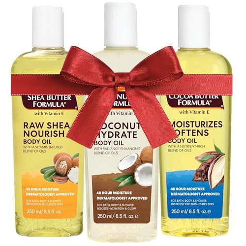 Palmer's Body Oil Variety Pack, Cocoa Butter, Coconut, and Shea, Dermatologist Approved, Instant Absorption, Bath, Body & Shower, 3 Pack (8.5 oz x 3) | Amazon (US)