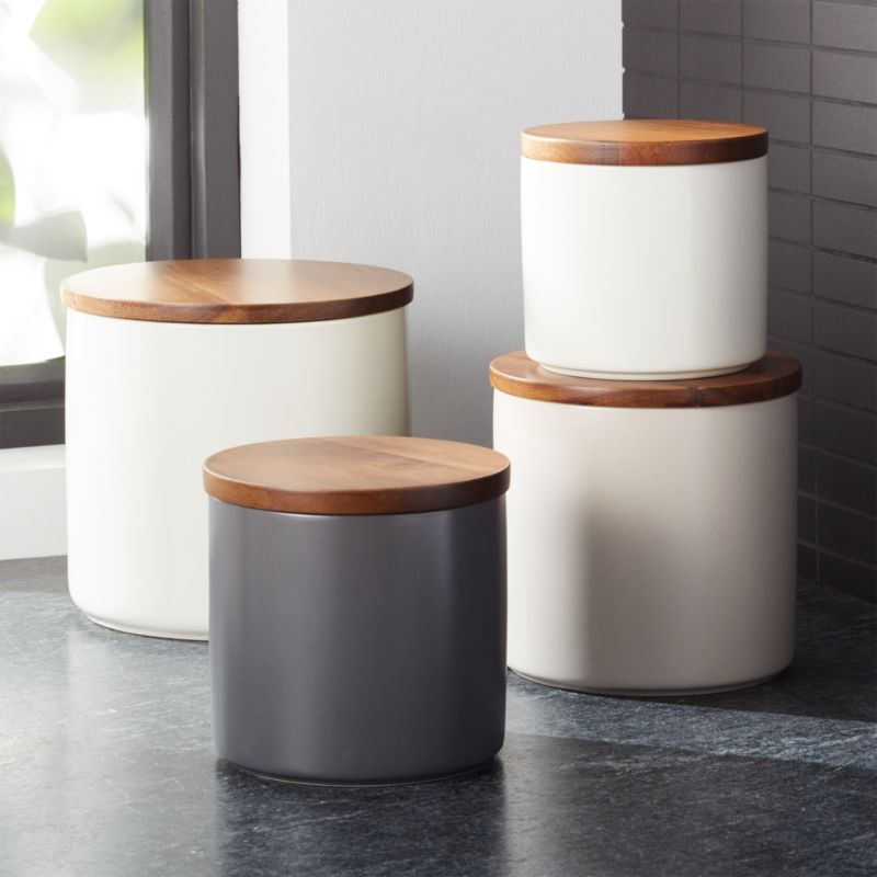 Silo Wood Lid Canisters | Crate & Barrel