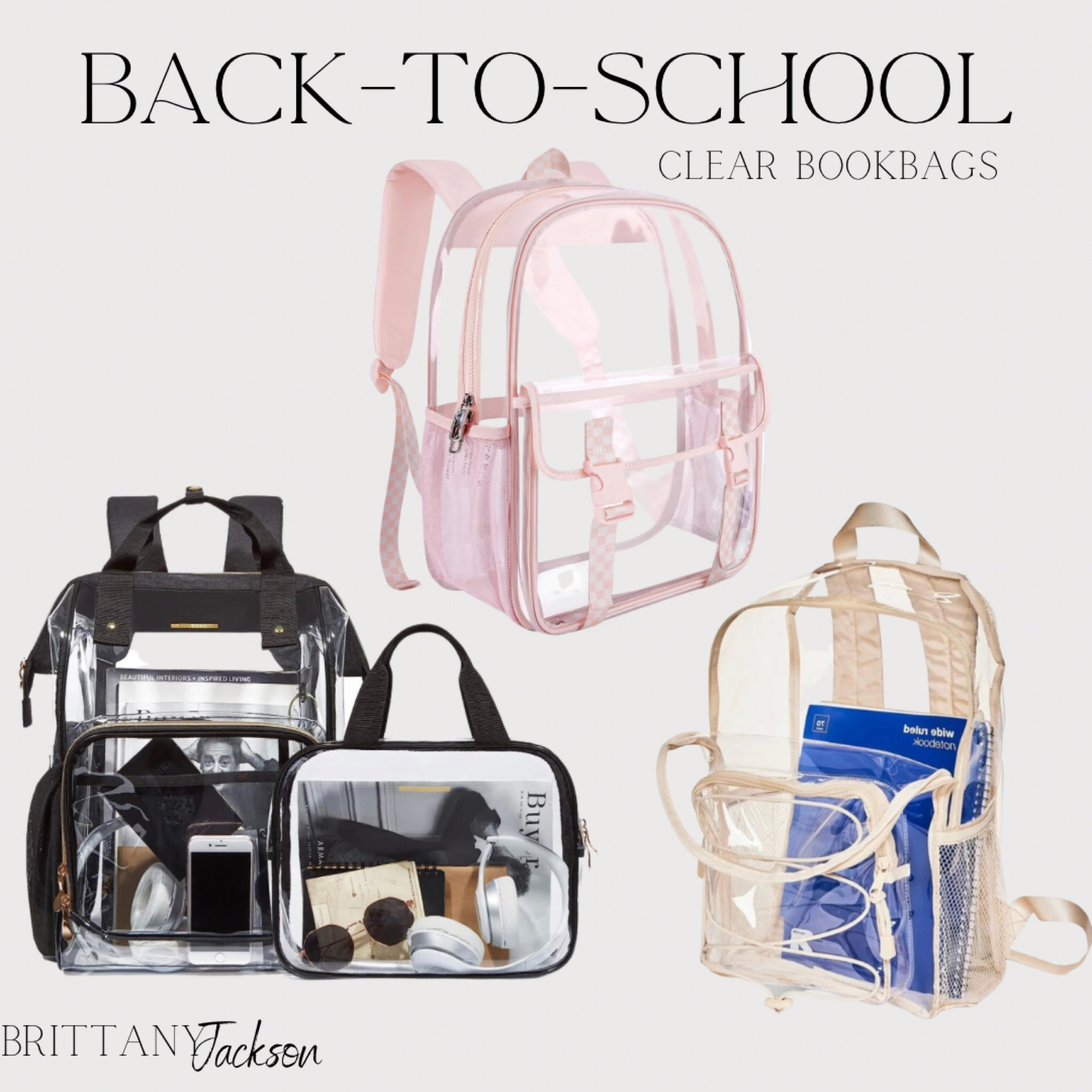 Clear book bags for school hot sale