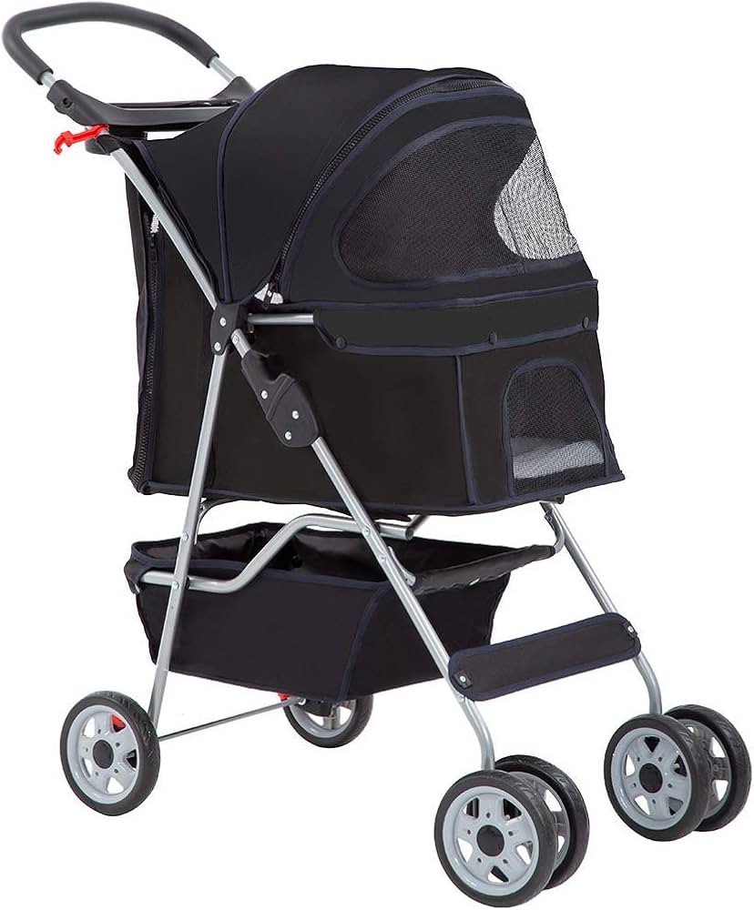 BestPet Pet Stroller Cat Dog Cage Stroller Travel Folding Carrier,Black | Amazon (US)