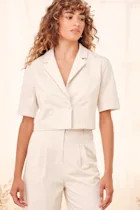 Posh Company Ivory Cropped Short Sleeve Blazer | Lulus (US)