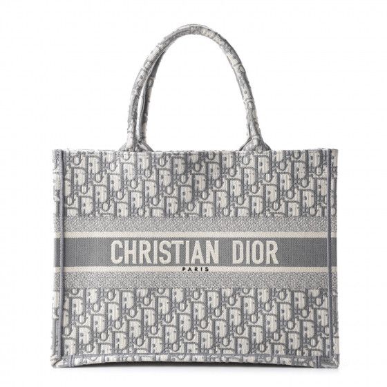 CHRISTIAN DIOR Oblique Small Book Tote Grey | Fashionphile