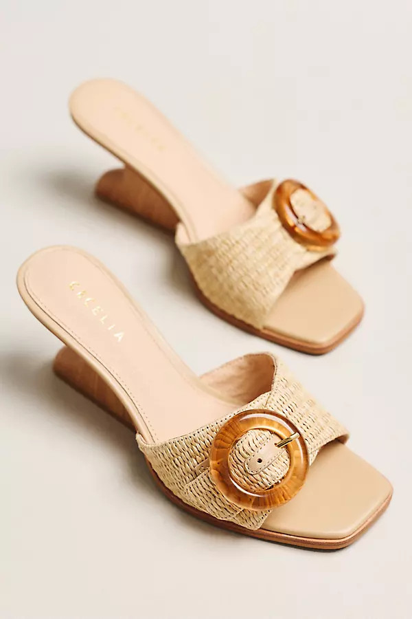 Checker Raffia Heels | Anthropologie (US)