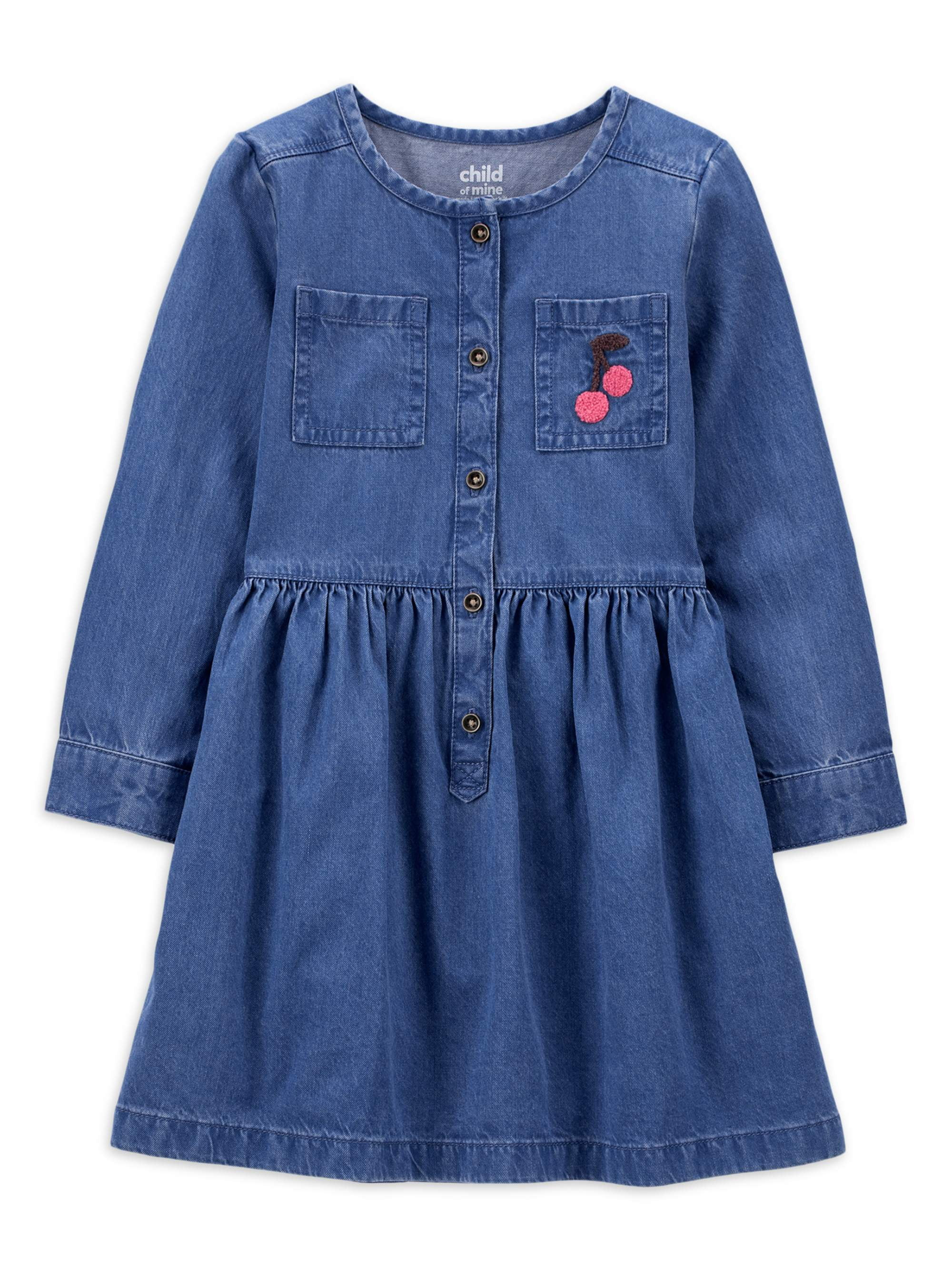 Carter's Child of Mine Baby & Toddler Girls Long Sleeve Chambray Dress (Sizes 12M-5T) - Walmart.c... | Walmart (US)