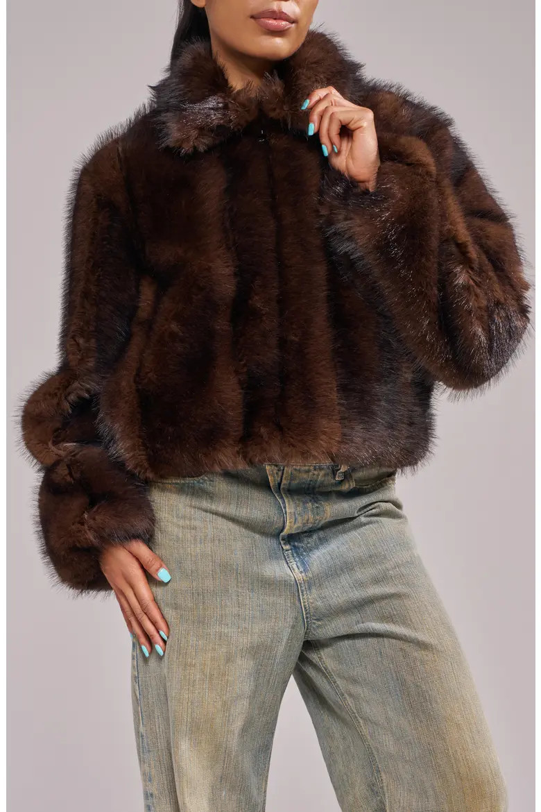 AZALEA WANG Kessia Faux Fur Jacket in Chocolate at Nordstrom, Size Small | Nordstrom