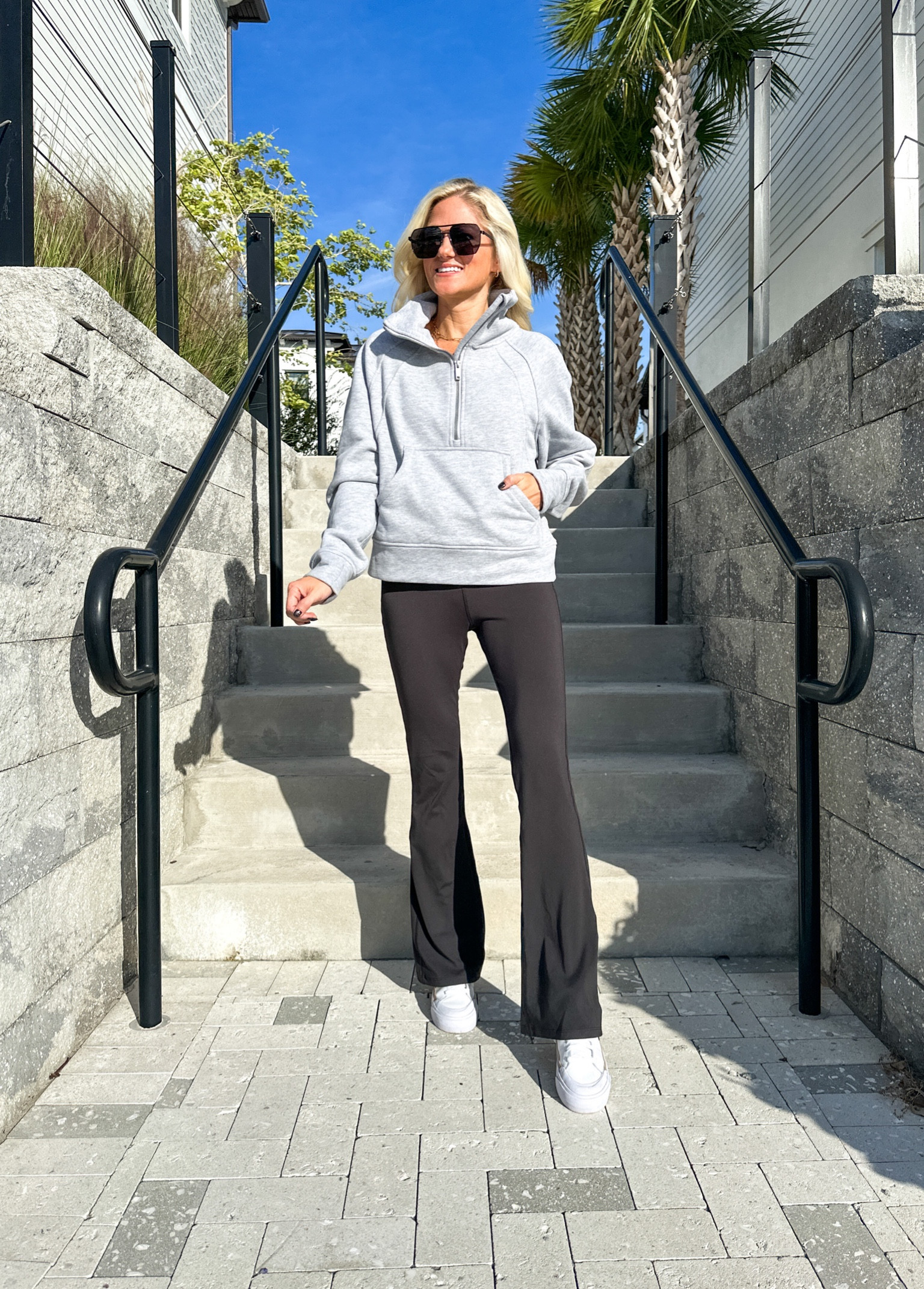 Amazon casual outfit idea. Pullover sweatshirt is a lululemon dupe. Thick material, fleece lining. Yoga pants are stretchy and soft. 

#LTKstyletip #LTKfindsunder50