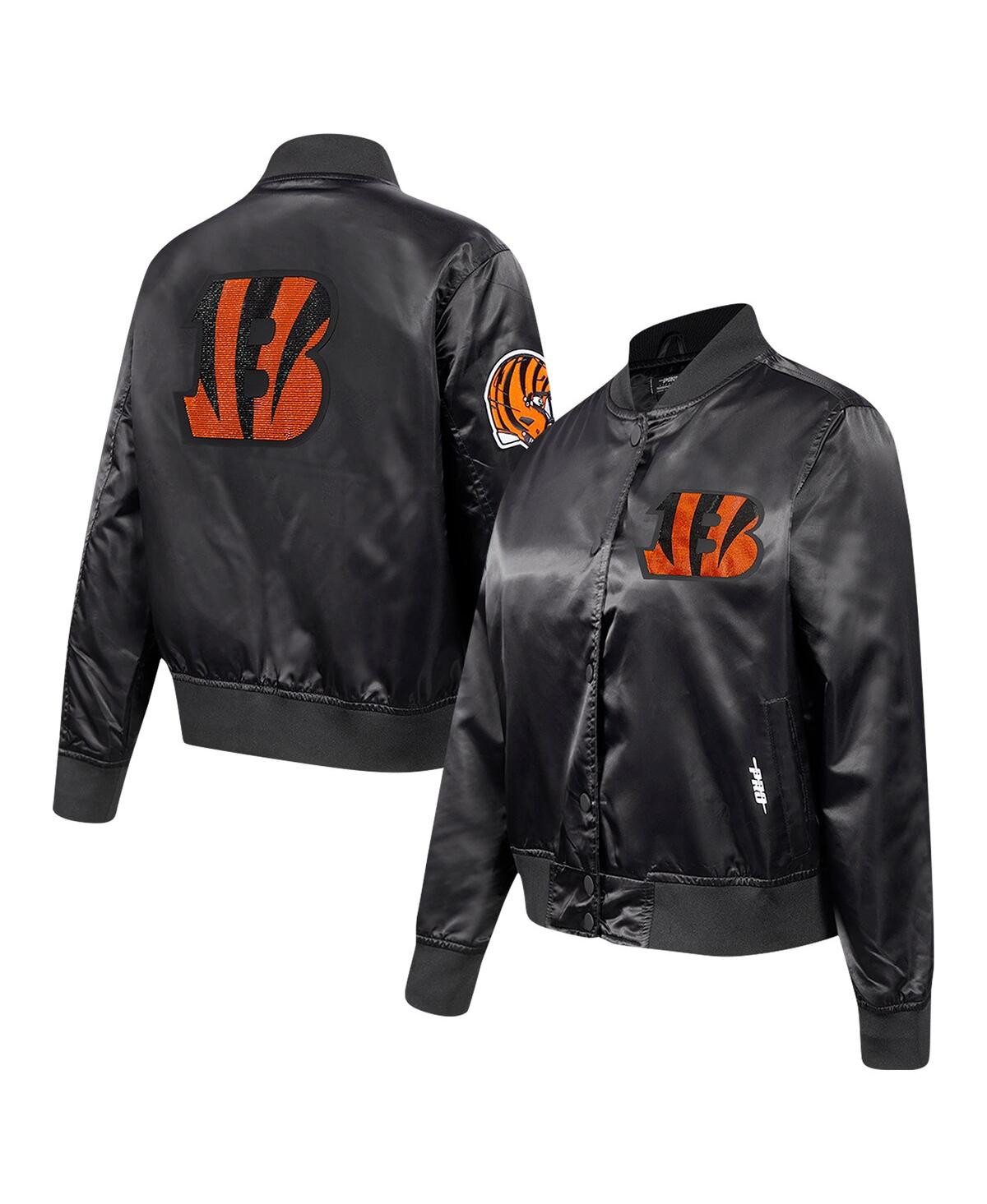 Pro Standard Women's Black Cincinnati Bengals Jeweled Satin Full-Snap Jacket - Black | Macy's