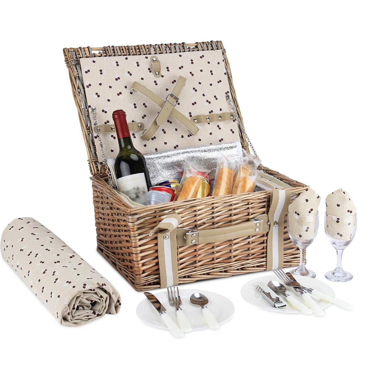 Wicker Picnic Basket , Service for 2 | Wayfair North America