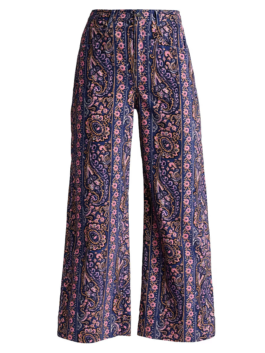 Women's Betsy Paisley Velveteen Flared Pants - Indigo Multi - Size 6 | Saks Fifth Avenue