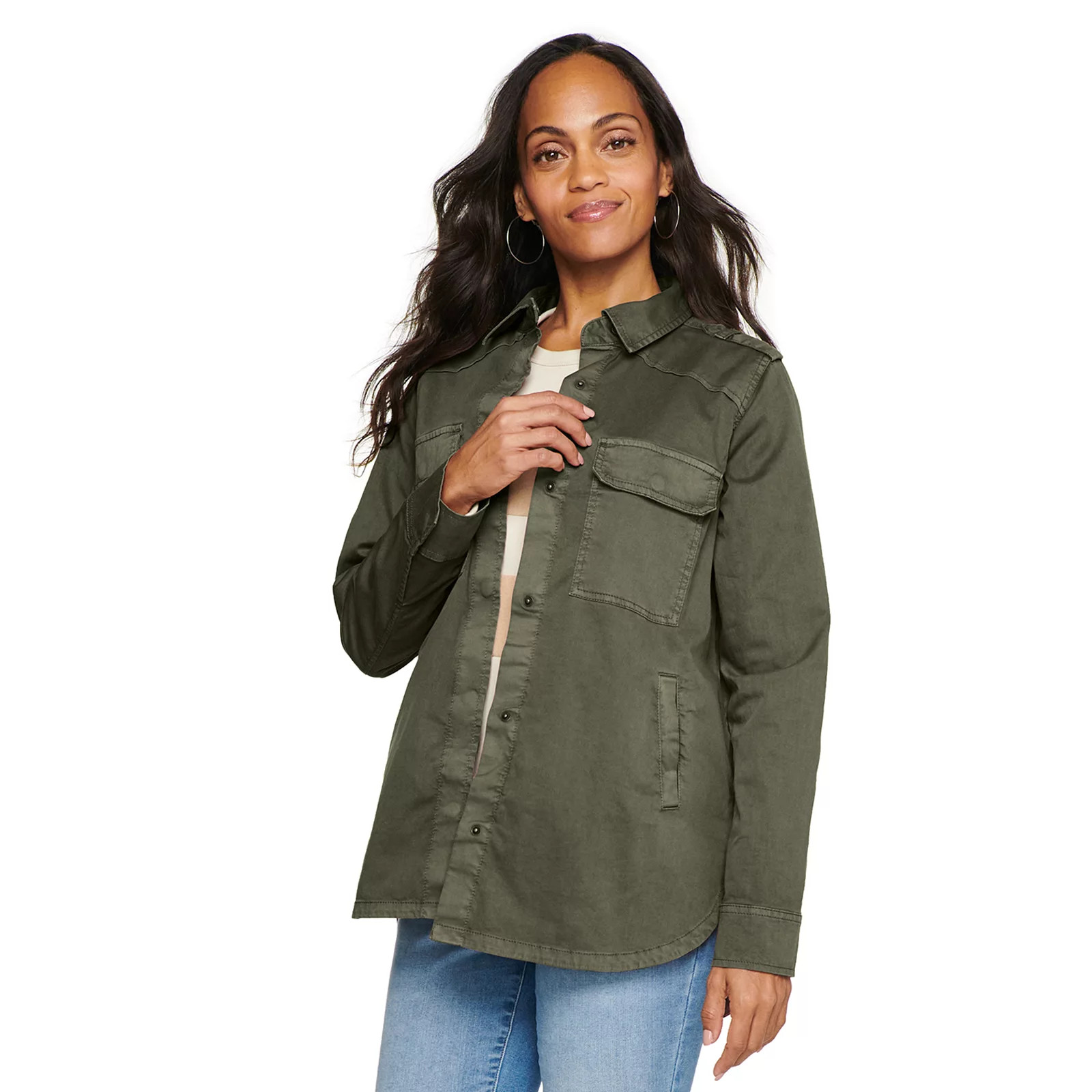 Women's Sonoma Goods For Life Utility Shirt Jacket, Size: XL, Green | Kohl's