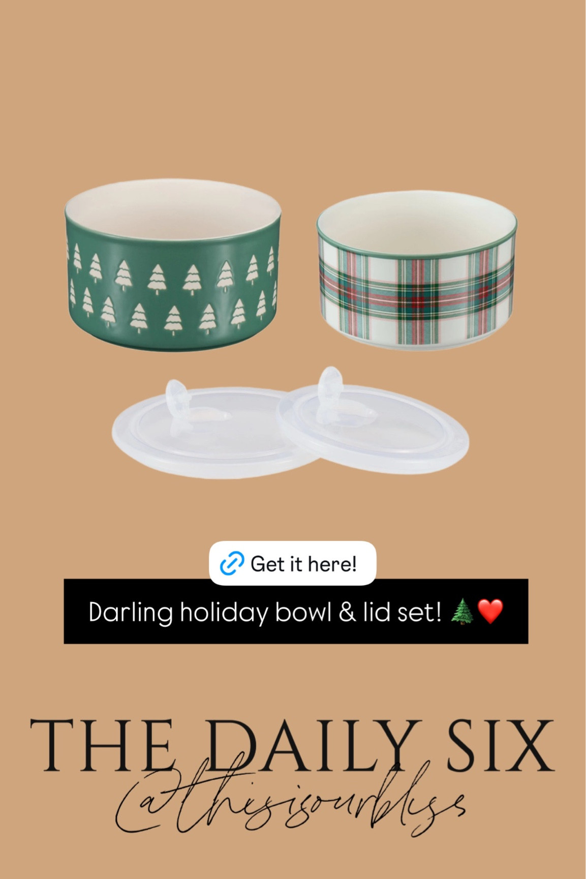 Darling holiday bowl set with lids! Both the Plaid and Christmas tree come together! ❤️🎄

#LTKHome #LTKHoliday #LTKGiftGuide