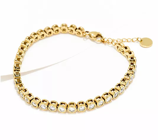 Steel by Diamonique Adjustable Tennis Bracelet - QVC.com | QVC