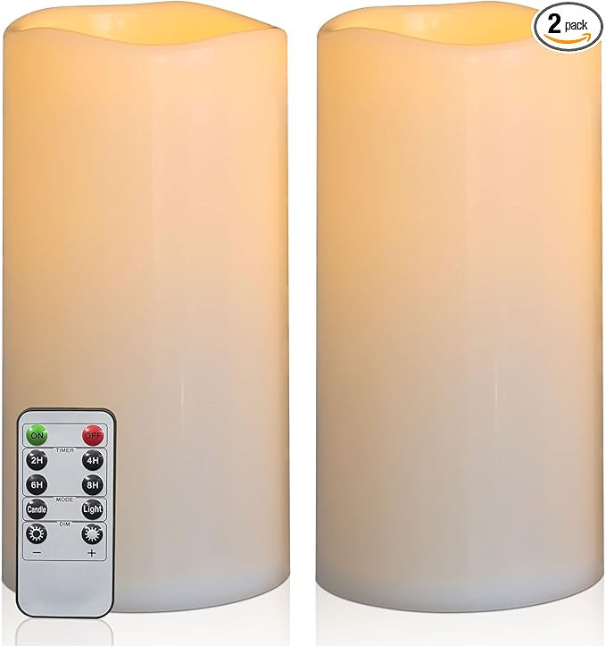 10" x 5" Waterproof Outdoor Flameless Candles Battery Operated LED Flickering Pillar Candles with... | Amazon (US)