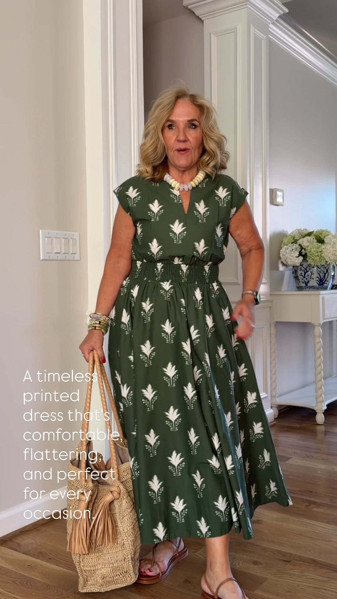 This beautiful printed midi dress is effortlessly flattering with its smocked waist, flowy skirt, and feminine silhouette. It's the kind of timeless piece you can wear to brunch, church, vacation, or any occasion where you want to feel comfortable and polished.

💡 LTK MADE EASY
❤️ Heart = Support my posts!
🔖 Save = Get sale & restock alerts
📋 Lists = Keep favorites organized
📲 Share = Send lists and products to a friend. Hello, Christmas List!
💬 Comment = Ask me anything about what I'm wearing. :-)

#LTKootd #LTKSeasonal #LTKOver40