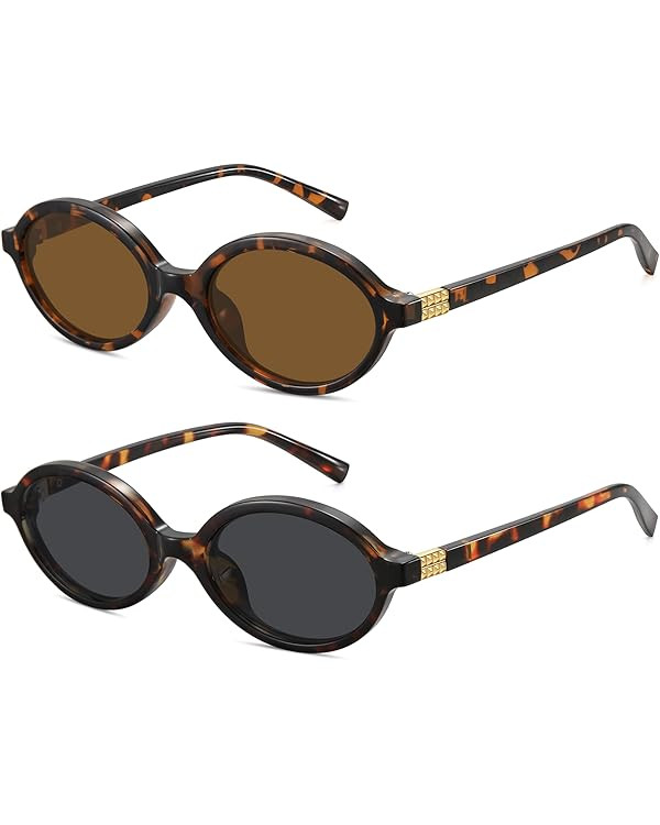 WOWSUN Retro Oval Sunglasses Womens Trendy Sun Glasses Sunnies UV400 Protection | Amazon (US)