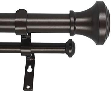 eTeckram 1" Double Curtain Rod with Trumpet Finials - 48''to 84'', Oil-Rubbed Bronze | Amazon (US)