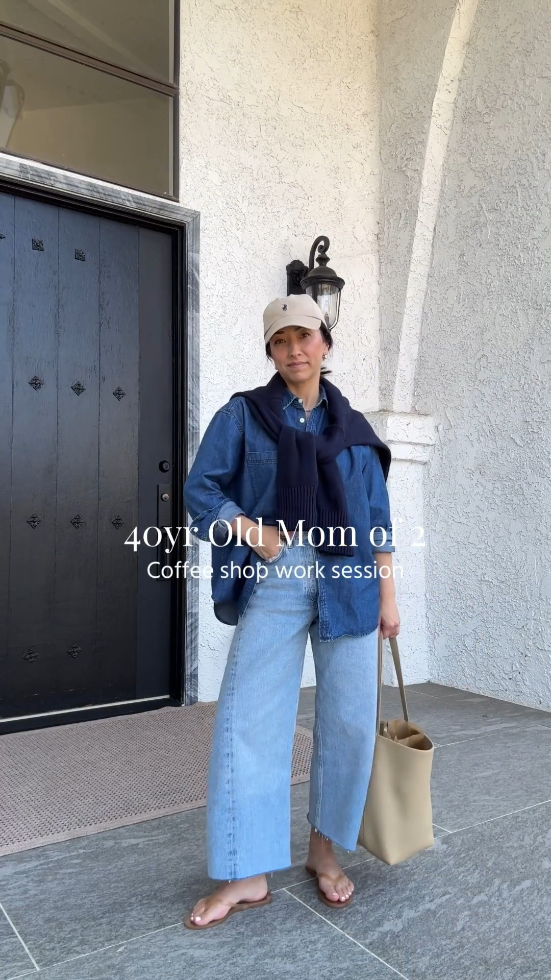 40yr old mom of 2 - what I wore to work at the coffee shop. 

AYR denim shirt xs
Everlane cotton sweater xs
AGOLDE Luna jeans 25 - cut hems. My wash is old but they have a similar one. 
Black Suede Studio sandals 35
Polo hat
The Row bag medium
Dorsey Earrings

#LTKmomlife #LTKPetite