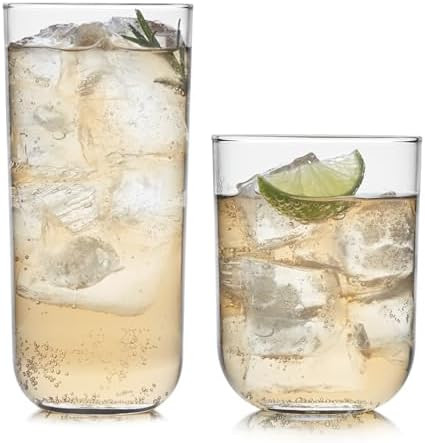 Libbey Polaris Tumbler and Rocks, Axis Glass Cups Set of 16, Elegant Mixed Drinking Glasses with ... | Amazon (US)