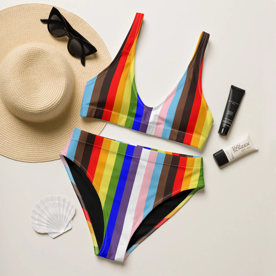 Gay Pride Flag Bikini Set  Progress Pride Flag  Lesbian - Etsy | Etsy (US)