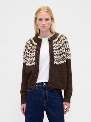 Fuzzy Fair Isle Cardigan Sweater | Gap (US)
