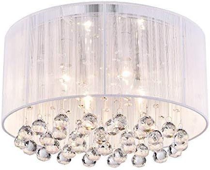 Edvivi Belle 4-Light Chrome Finish with White Thread Wrapped Drum Shade Flush Mount Chandelier Ce... | Amazon (US)