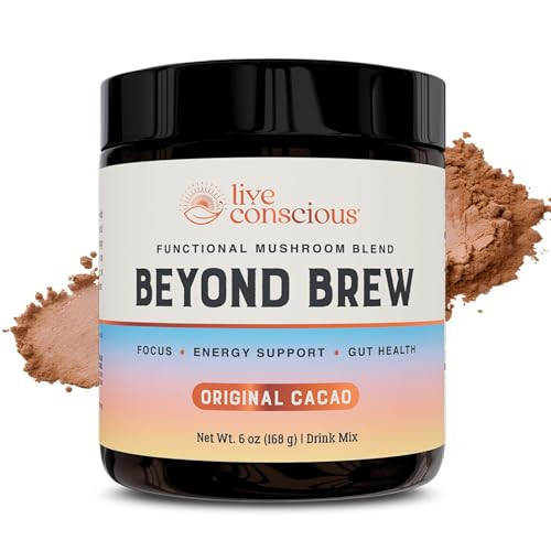 Live Conscious Beyond Brew - Superfood Coffee Alternative - Low Caffeine - Powerful Mushroom Complex w/ Lion’s Mane, Reishi, Cordyceps & Chaga for Sustained Focus, Energy & Immunity - w/ Prebiotics & Probiotics Supports Gut Health - 30 Servings | Amazon (US)