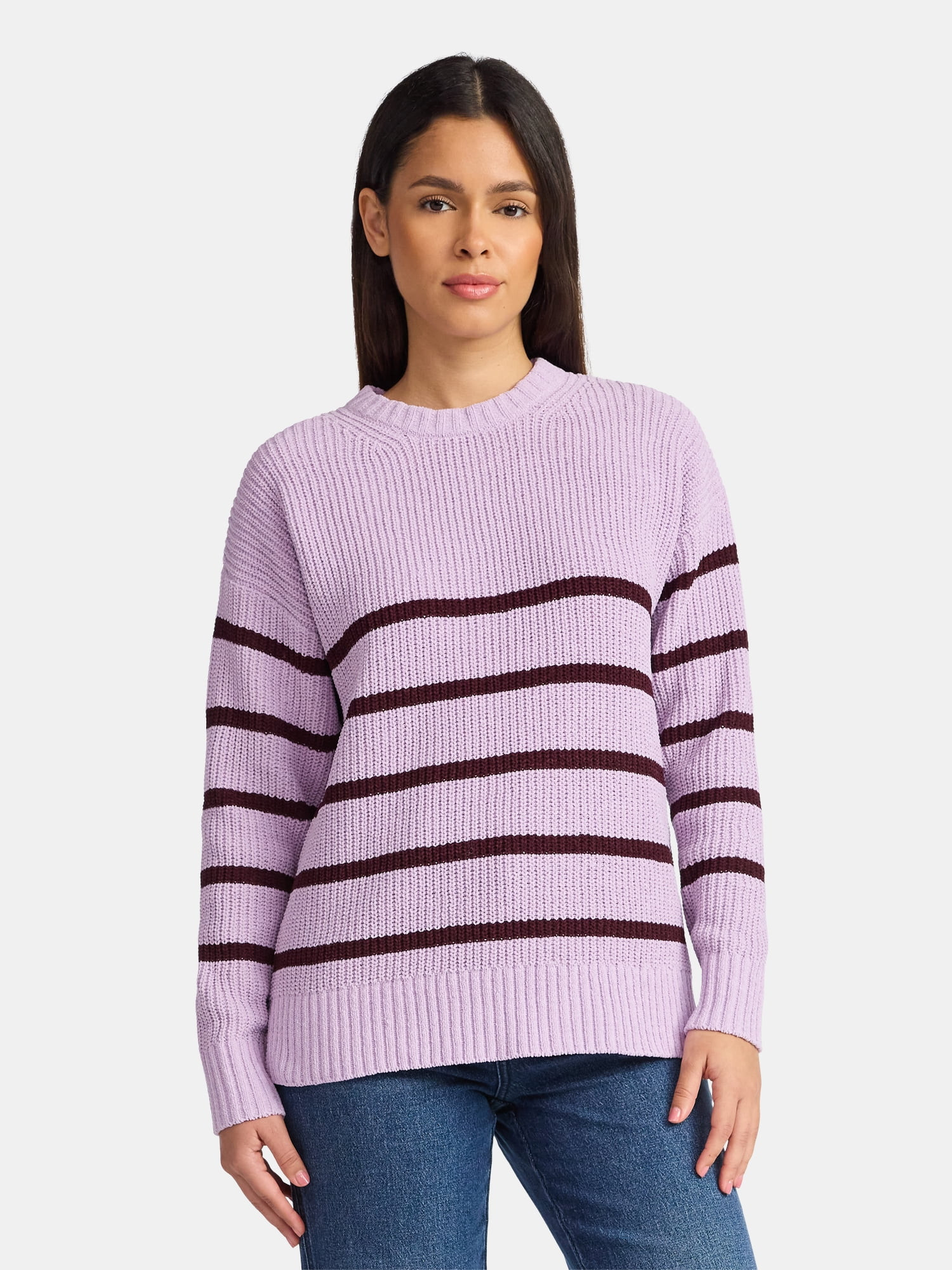 Time and Tru Women's Chenille Sweater with Long Sleeves, Midweight, Sizes XS-XXXL | Walmart (US)