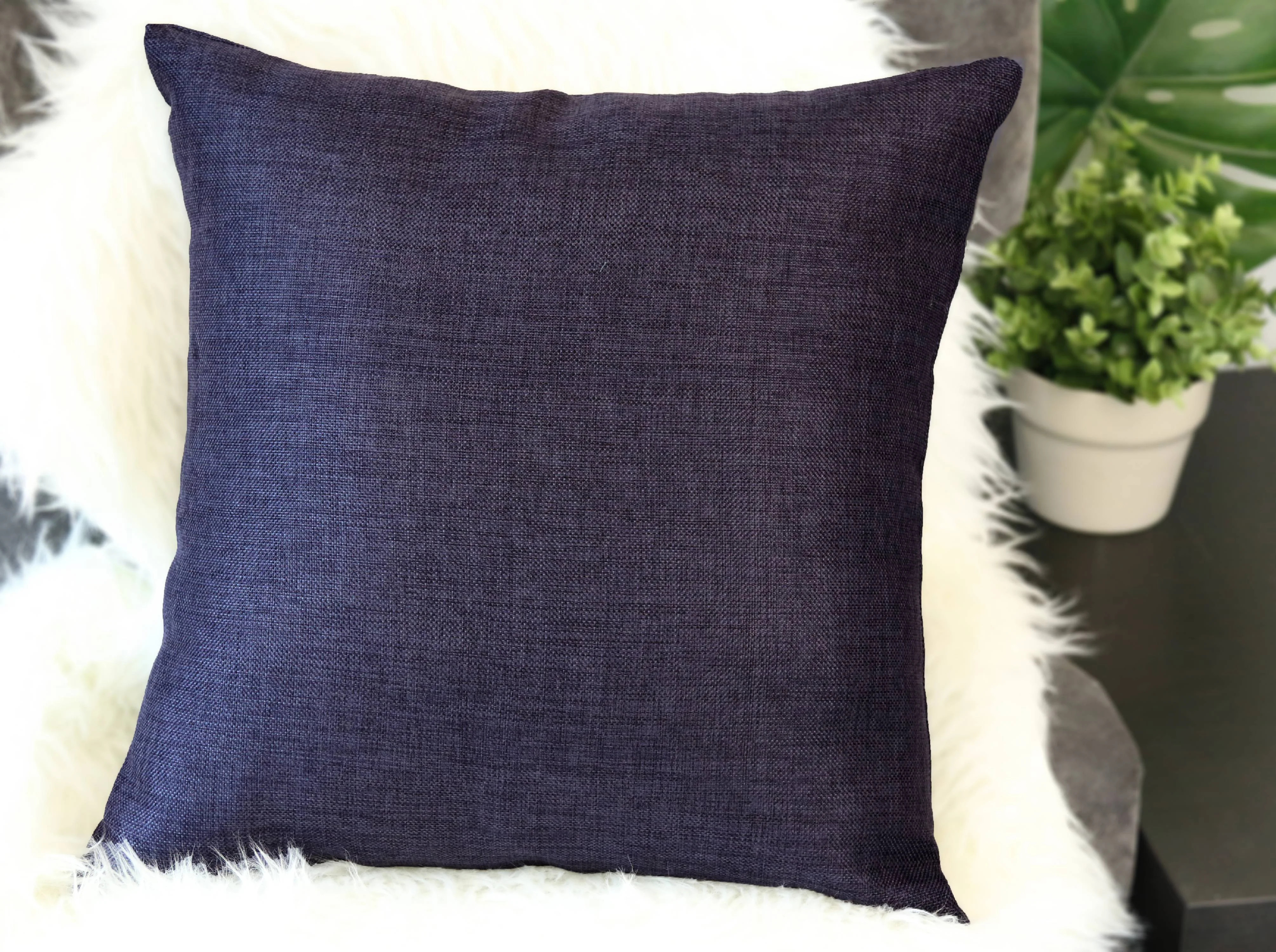 Aiking Home Woven Fine Faux Linen Throw Pillow Cover, size 24"x24", Navy - Walmart.com | Walmart (US)