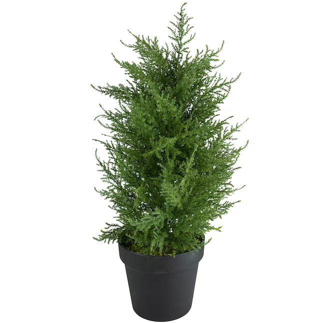 Northlight Real Touch Artificial Cedar Pine Petite Arborvitae Tree in Round Pot - 2 feet - Unlit ... | Lowe's
