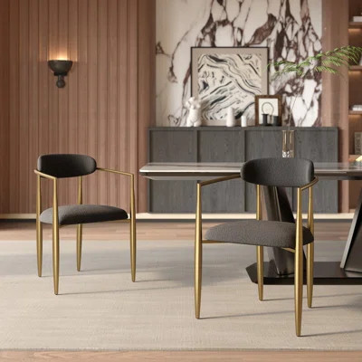 Clivia Fabric Upholstered Back Armchair Dining Chair Set of 2 | Wayfair North America