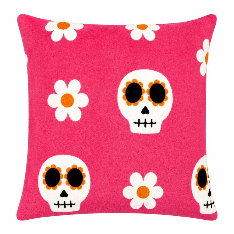 Summerween 18x18 Skull Daisy Pillow - Walmart.com | Walmart (US)