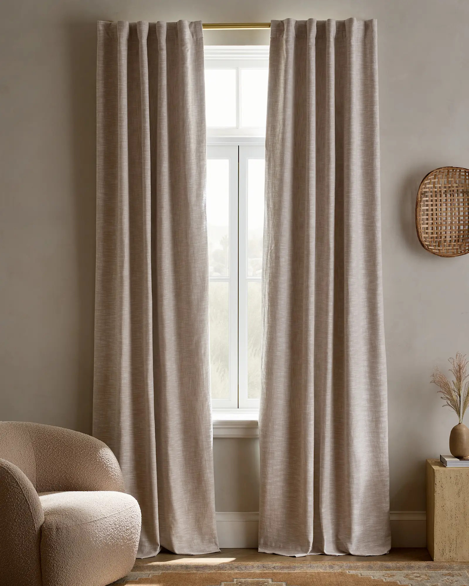 Textured Cotton Room Darkening Curtain | Quince