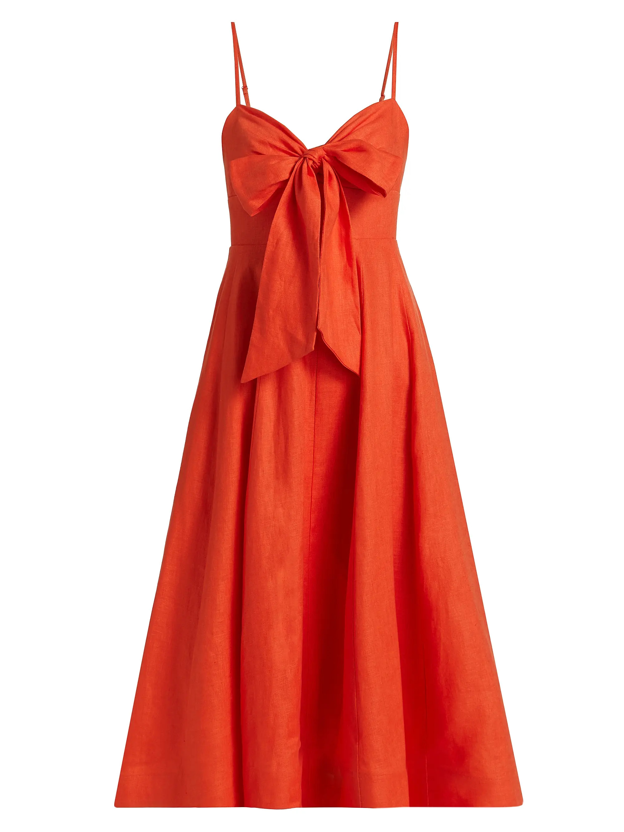 Crush Linen Tie-Front Midi-Dress | Saks Fifth Avenue