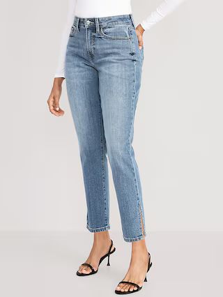 Curvy High-Waisted O.G. Straight Side-Split Jeans for Women | Old Navy (US)