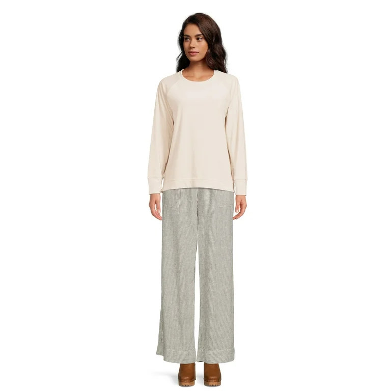 Time and Tru Women's Smocked Waist Linen Pants | Walmart (US)