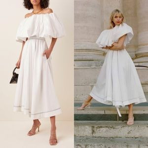 Aje white Prima puff midi dress size AU 10 (US 6) | Poshmark