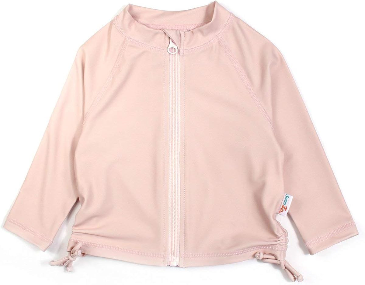 SwimZip Girls UPF 50+ Long Sleeve Zip Rash Guard Swim Shirt Top | Amazon (US)