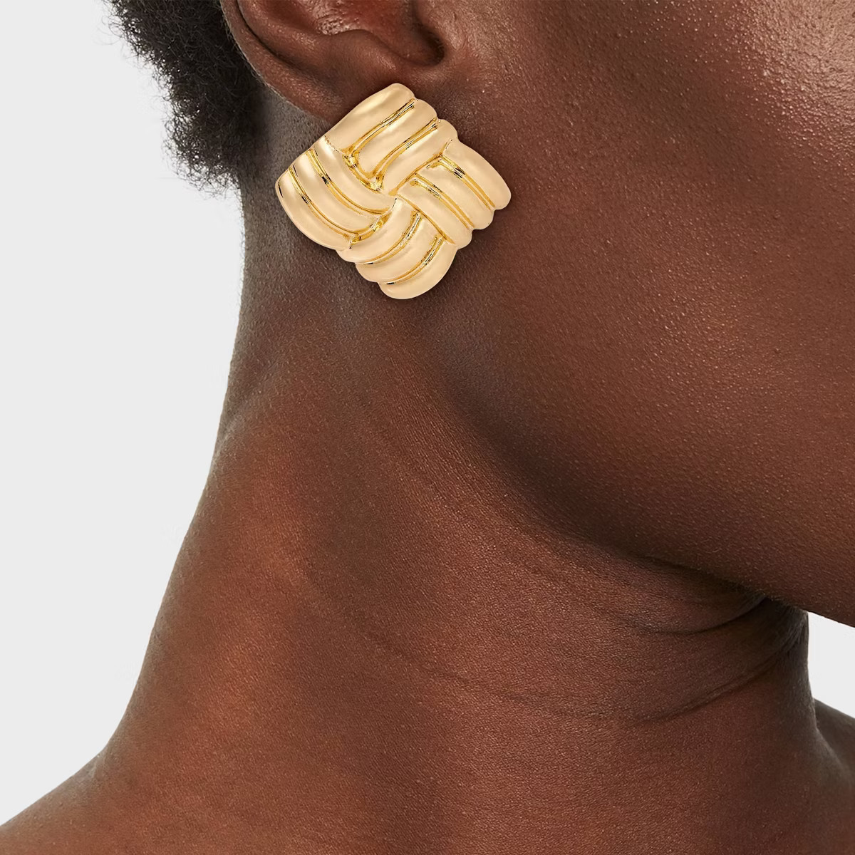 Woven Ribbed Square Post Earrings - A New Day™ Gold | Target