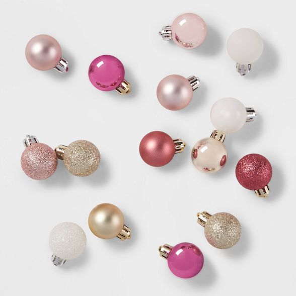25ct Winter Blush Christmas Ornament Set Pink, Champagne and White - Wondershop™ | Target