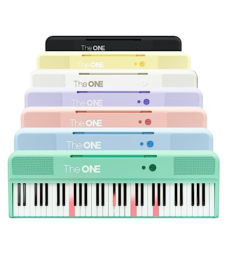 The ONE Smart Keyboard COLOR 61 Lighted Keys Piano Keyboard, MIDI Electric Piano for Beginners with 256 Tones, 64 Polyphony, Built-in LED Lights and Free Apps (Green) | Amazon (US)