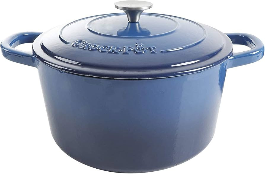 Crock-Pot Artisan Round Enameled Cast Iron Dutch Oven, 7-Quart, Sapphire Blue | Amazon (US)