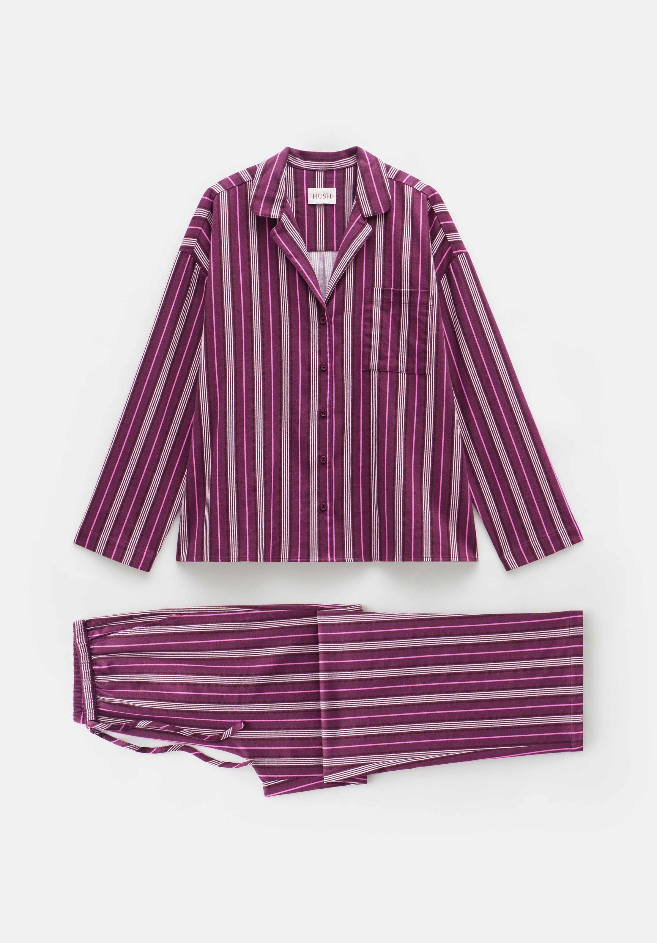 Amita Cotton Flannel Multi Stripe Pyjamas | Hush UK