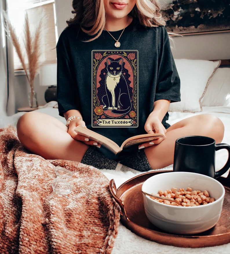 The Tuxedo Cat Tarot Card Shirt Cat Shirt Tuxedo Cat Shirt - Etsy | Etsy (US)