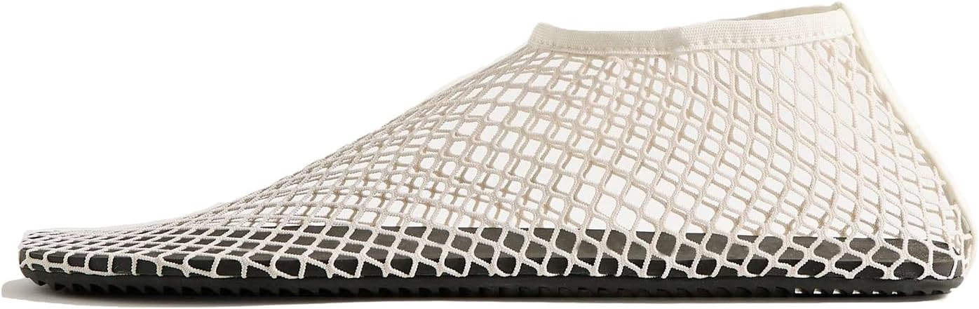 Women's Stretch Mesh Ballet Flats, Clear Fishnet Square Toe Ankle Sandals, Comfy Supportive Casua... | Amazon (US)