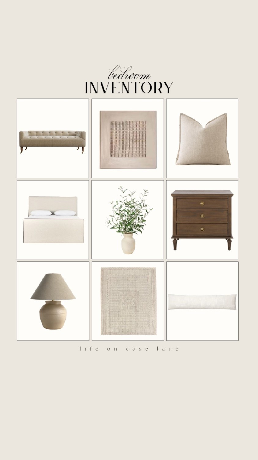 Neutral bedroom - bedroom decor, artwork, nightstand, table lamps, end of bed bench, upholstered bed 

#LTKHome #LTKSaleAlert