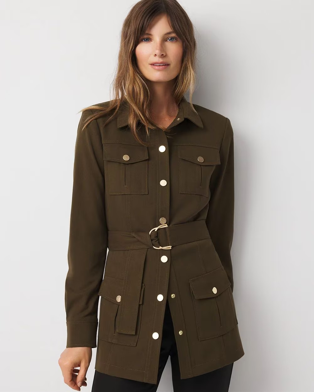 Twill Belted Utility Shacket | White House Black Market