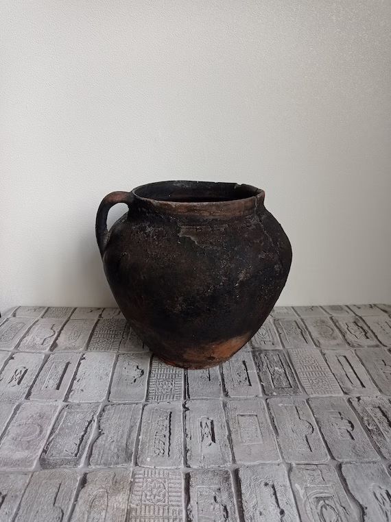Vintage Black Clay Pot Old Clay Pot Wabi Sabi Pottery | Etsy | Etsy (UK)
