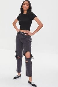 Recycled Cotton Distressed Mom Jeans | Forever 21 (US)