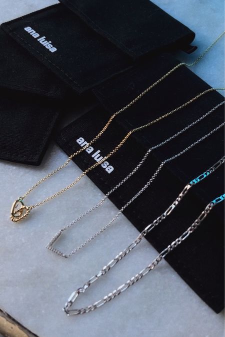 ana luisa is my go to brand for affordable dainty everyday necklaces and gifts! mother’s day is coming up & any of these chains would make a perfect gift. @analuisany💓 #ad #analuisa #analuisaambassador