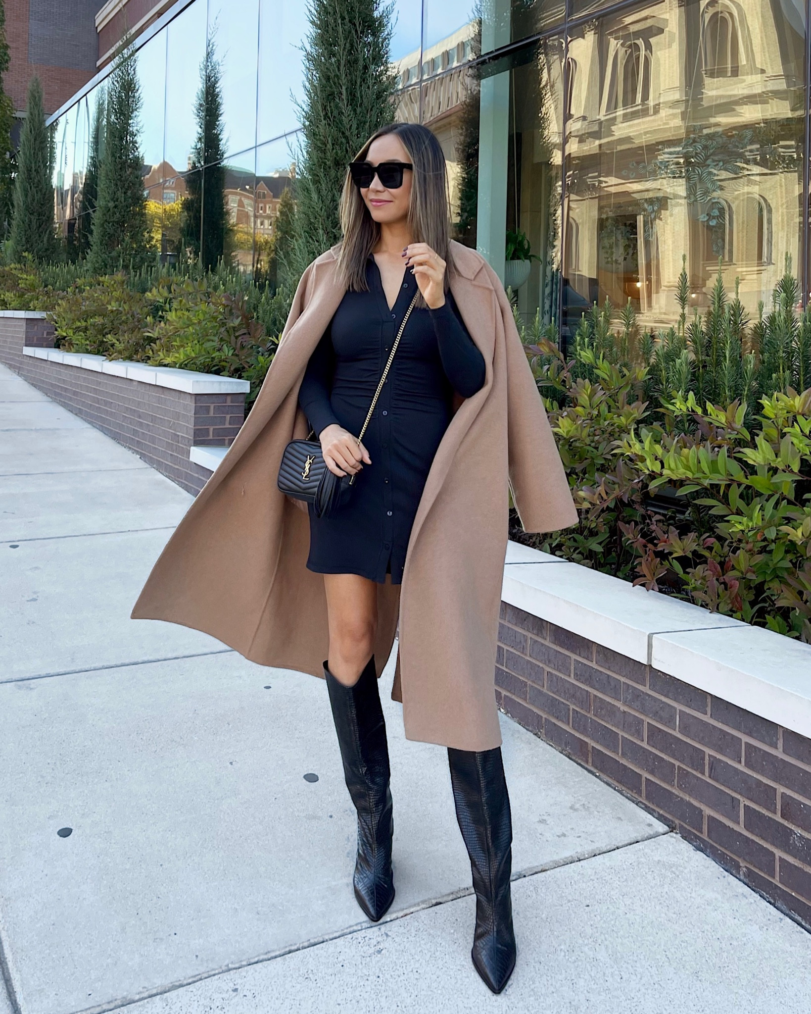 Favorite knee high leather boots - best for petite calves! I also just saw my mango camel coat is on sale for $79.99! Usually $229! Wearing xs 

#LTKFindsUnder100 #LTKxNSale